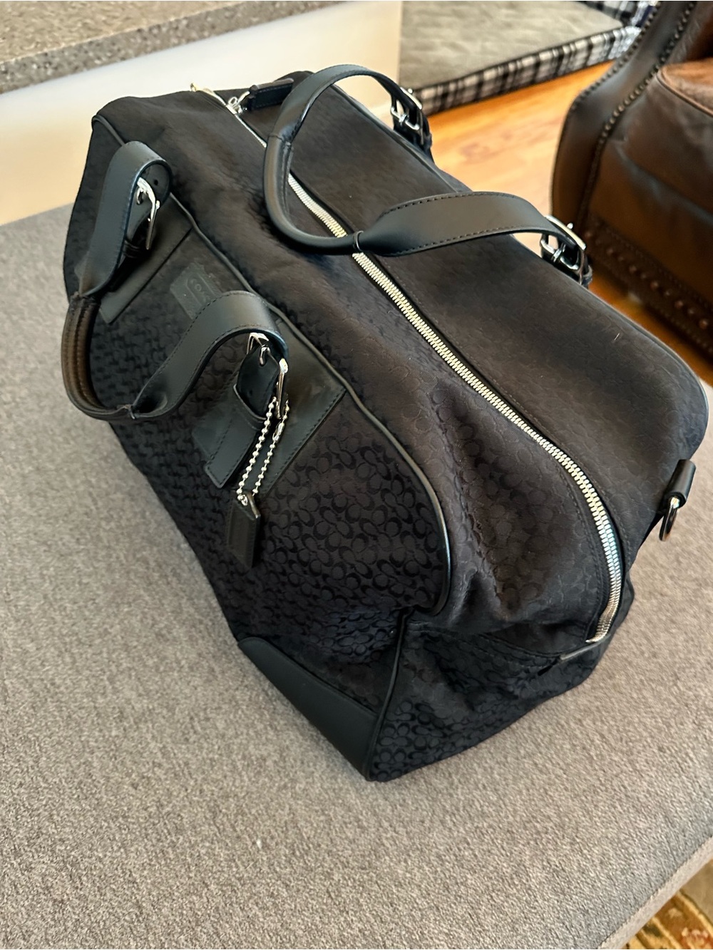 Coach Black Signature Canvas Duffel Bag